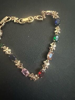 Gold-Tone Multicolor Crystal Link Bracelet - Women Jewelry